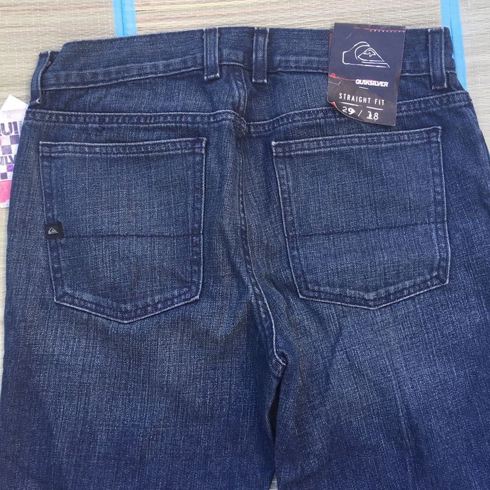 QUIKSILVER BOYS Blue JEANS  29/18 STRAIGHT FIT 14.25 Leg Opening Zip Button
